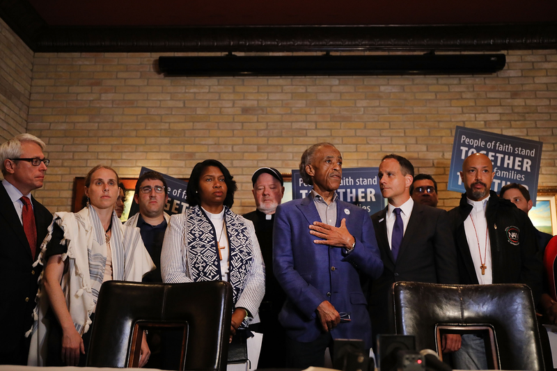 MCALLEN, TX - JUNE 21: The Rev. Al Sharpton joins other members of an interfaith delegation of 40 religious leaders as they hold a news conference before visiting the U.S. Customs and Border Protection’s Centralized Processing Center on June 21, 2018 in McAllen, Texas. The group had demanded that the Trump administration immediately end the policy of separating families seeking asylum at the nation’s borders.